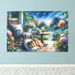 Toile Jardin étoilé sous le porche de la maison Sheltie