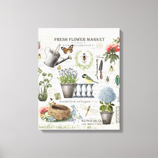 Toile Jardin fleuri Vintage (Recto)