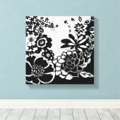 Toile Jardin floral noir et blanc Motif graphique (Insitu (Plancher de Bois))