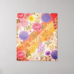 Toile Jardin Moderne Rétro à rayures diagonales et aquar