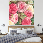 Toile Jardin Rose victorien - Fleurs rose pastel (Insitu(Chambre))