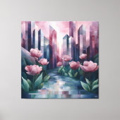 Toile Jardin urbain Abstrait avec tours géométriques et (Recto)