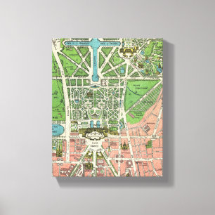 Toile Jardins de Versailles, Restauré Vintage 1920