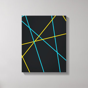 Toile Jaune, Bleu, cool, tendance, urbain, lignes modern