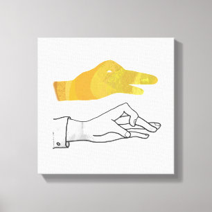 Toile Jaune de canard de silhouette de main