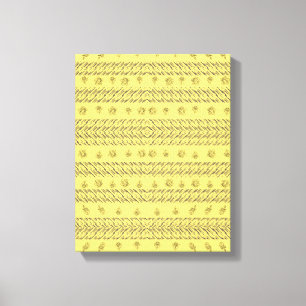Toile Jaune élégant rayures bleu marine & motif floral