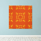 Toile Jaune, Orange Floral Damas Motif rétro (Insitu (Plancher de Bois))