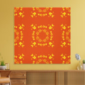 Toile Jaune, Orange Floral Damas Motif rétro (Insitu(Salon))