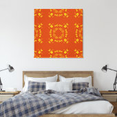 Toile Jaune, Orange Floral Damas Motif rétro (Insitu(Chambre))