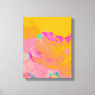 Toile Jaune Orange rose vif Coloré Art Abstrait