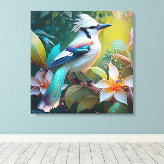 Toile Jay à ailes Turquoises en berceau (Insitu (Plancher de Bois))