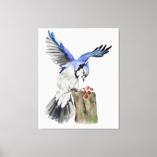 Toile Jay bleu d'oiseau de la forêt (Recto)