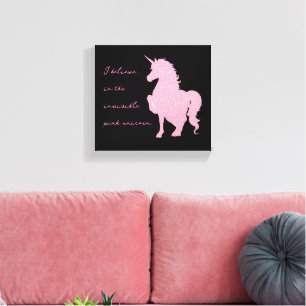 Toile Je crois en la licorne rose invisible.
