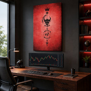 Toile Je crois en moi Symbole Trader Rouge Cramoisi