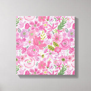 Toile Je dentelle le motif floral d'aquarelle