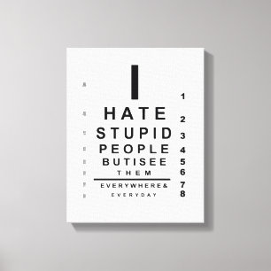Toile Je déteste les stupides gens
