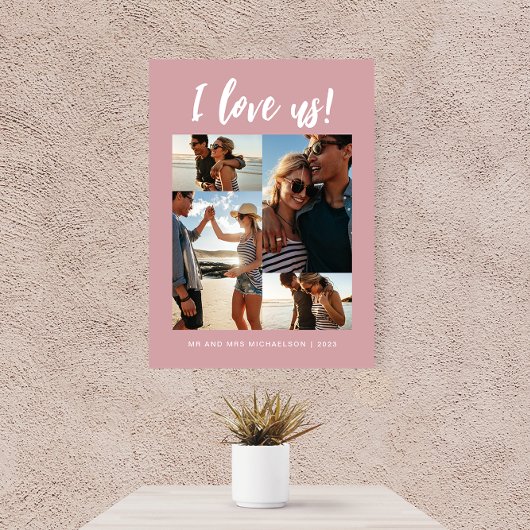 Toile Je nous aime Script Photo rose et blanc