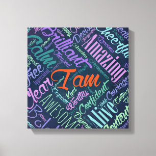 Toile Je suis art de nuage de mot d'affirmations