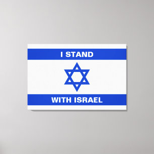 Toile Je suis avec Israël coutume texte blanc drapeau Is
