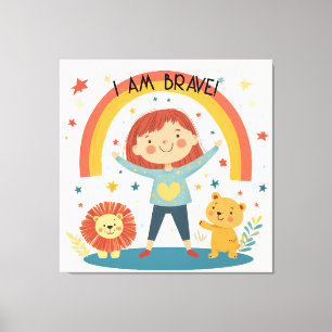 Toile Je Suis Courageux - Affirmation Enfants Étiquette 