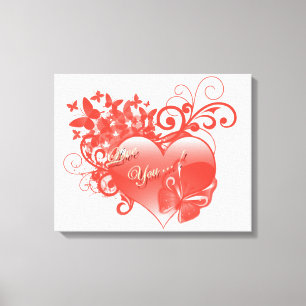 TOILE JE T'AIME DANS LE COEUR ROUGE