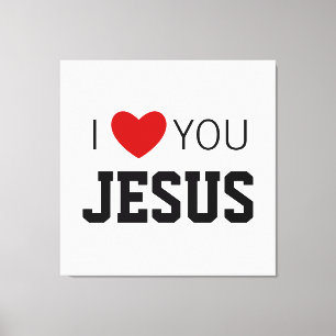 Toile Je t'aime Jésus Coeur de foi chrétienne moderne