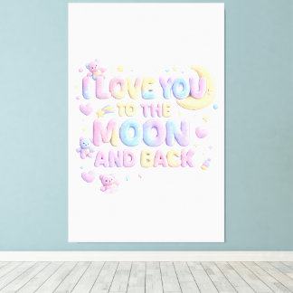 Toile Je t'aime jusqu'à la Lune et Retour – Ourson paste