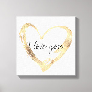 Toile Je t'aime plus Gold Heart