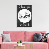 Toile "Je t'aime sur la lune et le dos" noir et blanc (Insitu(Salon))