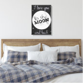 Toile "Je t'aime sur la lune et le dos" noir et blanc (Insitu(Chambre))