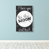 Toile "Je t'aime sur la lune et le dos" noir et blanc (Insitu (Plancher de Bois))