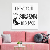 Toile je vous aime à la lune et dos noir blanc (Insitu(Salon))