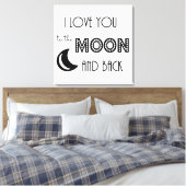 Toile je vous aime à la lune et dos noir blanc (Insitu(Chambre))