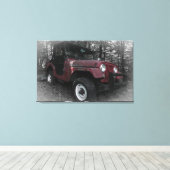 Toile Jeep rouge avec Arrière - plan noir et blanc (Insitu (Plancher de Bois))