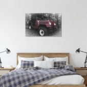 Toile Jeep rouge avec Arrière - plan noir et blanc (Insitu(Chambre))