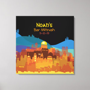 Toile JERUSALEM CITY of GOLD Bat mitzvah Sign-In Board