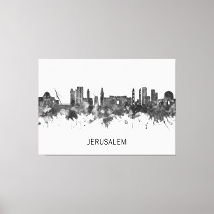 Toile Jérusalem Israel Skyline BW