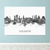 Toile Jérusalem Israël Skyline BW (Insitu (Plancher de Bois))