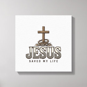 Toile Jésus a sauvé ma vie Gravure vintage Design chréti