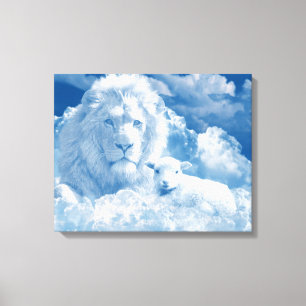 TOILE JÉSUS L'AGNEAU ET JÉSUS LE LION