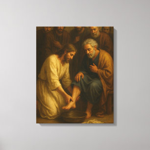 Toile Jésus lave les pieds des disciplesMC LDS Art Canva