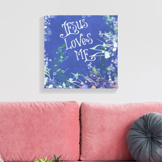 Toile Jésus m'aime avec des notes musicales (Insitu(Salon))