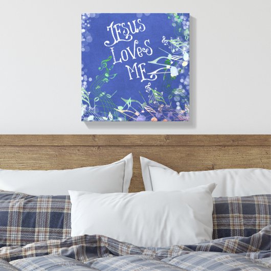 Toile Jésus m'aime avec des notes musicales (Insitu(Chambre))