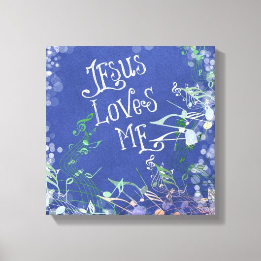 Toile Jésus m'aime avec des notes musicales (Recto)