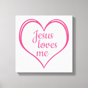Toile JÉSUS M'AIME dans le cœur
