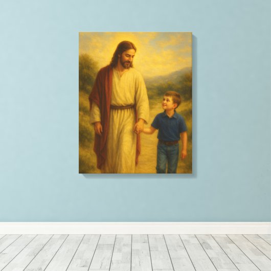 Toile Jésus marchant avec Boy™ LDS Mur Art Canvas (Insitu (Plancher de Bois))