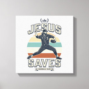 Toile Jesus Sauve Baseball Vintage Chrétien Vecteur Desi