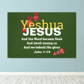Toile JÉSUS WORD EST DEVENU FLEURI Noël | Christian (Insitu (Plancher de Bois))