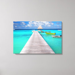 Toile Jetée avec bateaux dans un lagon tropical