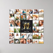 Toile Jeu de 80e anniversaire moderne multi photo script (Recto)